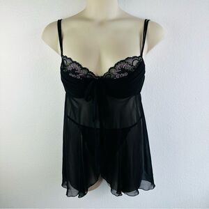 Intimate Attitudes Black‎ Floral Nightgown Size 2X